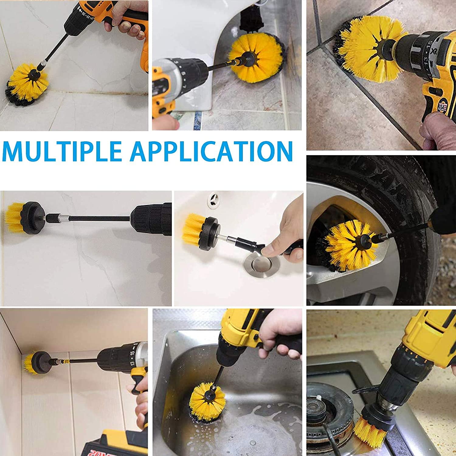 YIHATA 28PCS Drill Brush Cleaning Brushes Set, Power Scrubber Drill Brush  Set with Extend Long Attachment for Cleaning, Great for Grout,Floor,Tub, Shower,Tile,Bathroom and Kitchen 