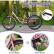 MOONCOOL Adult Tricycle 7 Speed, 24 inch Folding/Not Folding Three Wheel Bikes Cruise Trike for Seniors, Adults, Cargo Basket, Multiple Colors