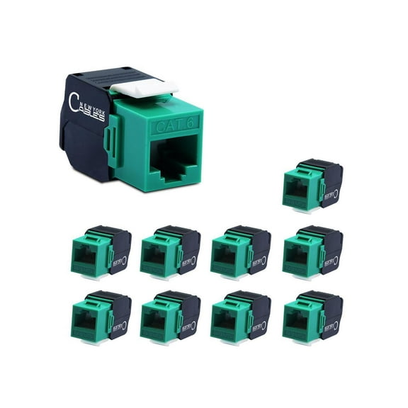 10PCS RJ45 Toolless 180° Vertical Keystone Jack Cat6 Network UTP Connector Green