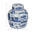 thumbnail image 4 of Contemporary Ceramic Jar with Lid for Living Room and Home Decor - Decorative Flower Vase for Room, Bedroom, or Office Display - House Accent for Kitchen Counter or Table Decor - 10", Blue & White, 4 of 13