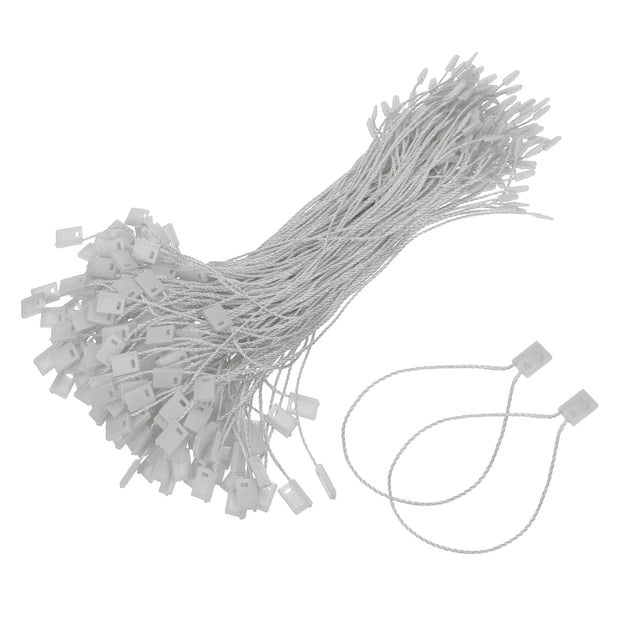 Uxcell 200pcs Polyester Hang Tag String (6.7") - Plastic Snap Lock Pin Loop Light Gray