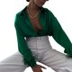 thumbnail image 3 of Txlixc Blusa de mujer pluma de manga larga solapa blusa casual suelta Txlixc moda, 3 of 7