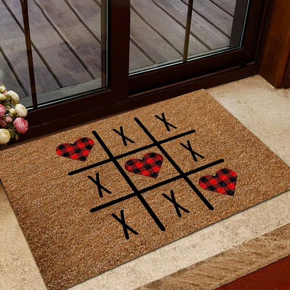 Carpet,Valentine’s Day Decorative Welcome Doormat, Indoor Outdoor Polyester Floor Mat, Non-Slip Entryway Rug for Bathroom, Kitchen, Front Door, Holiday Home Decor 40 x 60 cm