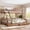 Deep Natural, variant on Leumius Twin XL over Queen Bunk Bed with Storage Drawers, Chic Curved Guardrail & Side Storage Shelves, Bunk Bed Frame with Ladder Beige