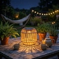 thumbnail image 5 of 2Pcs Solar Outdoor Rattan Lantern Hanging Light, Decorative Patio Garden Backyard Lamp with Woven Wicker Design, Weatherproof Hanging Lighting for Camping & Outdoor Night Ambiance, 5.9"x10", 5 of 6