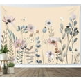 thumbnail image 1 of HVEST Farmhouse Vintage Tapestry Wall Hanging Butterfly and Rustic Wildflower Plant Leaf on Beige Wall Tapestry for Bedroom Aesthetic Watercolor Tapestry for Living Room College Dorm Decor,80Wx60H inc, 1 of 7
