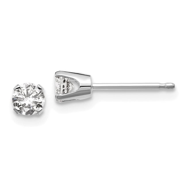 14k White Gold .30ct. Diamond Stud Push On Earrings
