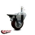 thumbnail image 2 of 3.5 Inch Maroon Poly Wheel Swivel 7/16 Inch Grip Ring Stem Caster with Brake, 2 of 2
