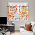 thumbnail image 5 of Spring Floral Kitchen Curtains Short 45 Inch Length, Watercolor Botanical Colorful Summer Grommet Top Bedroom Living Room Curtains, Light Filtering Cafe Curtain Drapes 2 Panels Set 84''x45'', 5 of 9