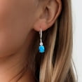thumbnail image 3 of Gem Stone King 925 Sterling Silver Blue Opal and White Moissanite Dangle Earrings for Women with Lab Grown Diamond (1.61 Cttw, Oval Cabochon 9X7MM), 3 of 3