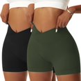 thumbnail image 1 of Vertvie Pantalones cortos de gimnasio para mujer, pantalones cortos de yoga con realce elásticos cruzados en V, mallas atléticas de cintura alta, 1 of 4