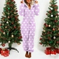 thumbnail image 2 of Fleece Lined Winter Sleepwear Romper, Women's Long Sleeve Hooded Jumpsuit Pajamas, Warm Casual Lounge Wear, Cozy One Piece Pajama Set, Christmas Gifts for Women | CSEONE,Purple L, 2 of 8