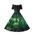 thumbnail image 5 of SBYOJLPB Robe Imprimée à Thème de la Saint-Patrick pour Filles Manches Courtes Extensible Robe d'Été Ligne A Robe de Récital Scolaire avec Col Rabattu, 5 of 5