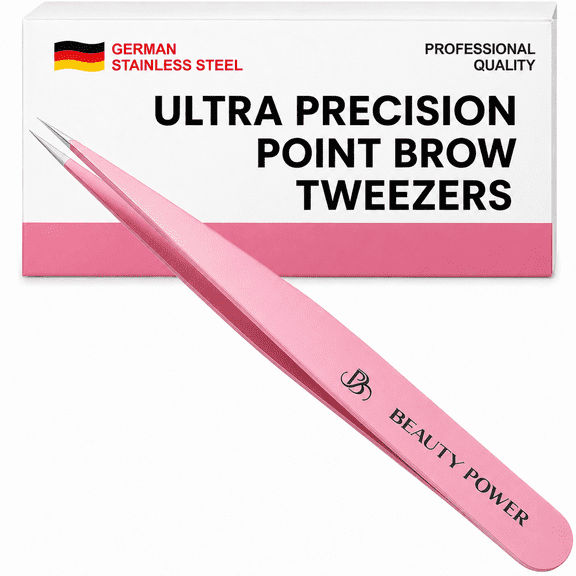 Beauty Power Precision Pointed Tweezers, Ingrown Hair & Eyebrow, Pink