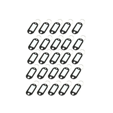 Black Metal Keychain - 30 Pcs Metal Split Ring Plastic Key ID Name Label Keyring Keychain Black