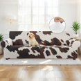 thumbnail image 4 of XYZCANDO Brown Cow Print Stretch Sofa Slipcover 1 Piece Beach Tropical Couch Cover, 4 Seater Soft Elastic Bottom Sofa Slipcover for Living Room, 4 of 6