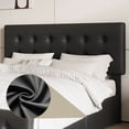 thumbnail image 3 of Spacious tamaño completo size marco de cama: 4 almacenamiento cajones & cabecero, linen forrado, de madera slat support, no necesita colchón base, button tufted design, negra, 3 of 6