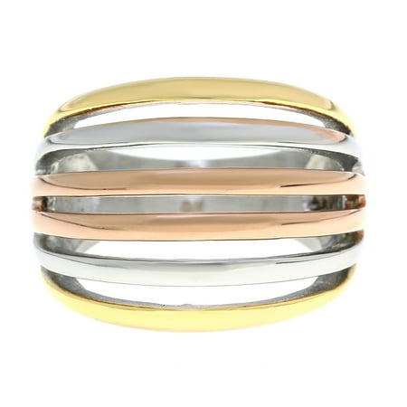 Metro Jewelry Stainless Steel Ring with Gold and Rose Ion Plating