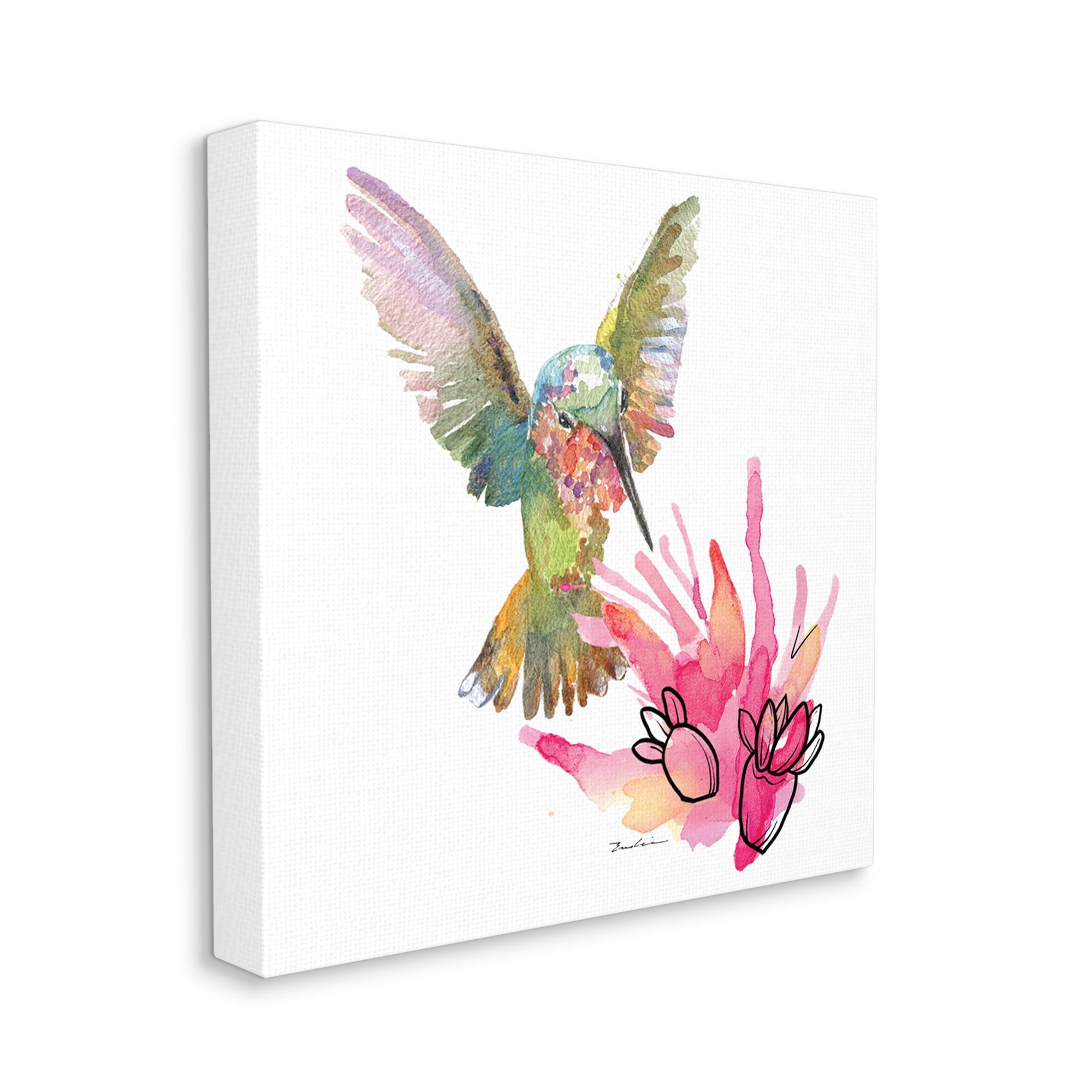Stupell Industries Desert Hummingbird Watercolor Animals & Insects Painting Gallery Wrapped Canvas Art Print Wall Art, 24 x 24