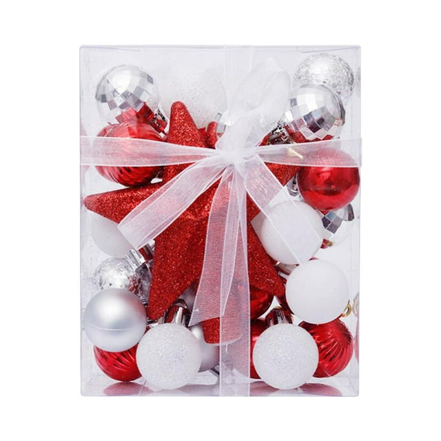 Xihbxyly Juego de 30 Adornos Navideños con Purpurina, Diseño Artesanal Exquisito, Decoración Festiva para El Hogar y La Oficina, Artículos Esenciales para Fiestas, Decoración Colgante Transparente, T