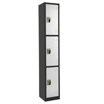 AdirOffice ALHI629203BW Steel Storage Locker, 3 Tier, 12 x 12 x 72 in., Black Body & White Doors