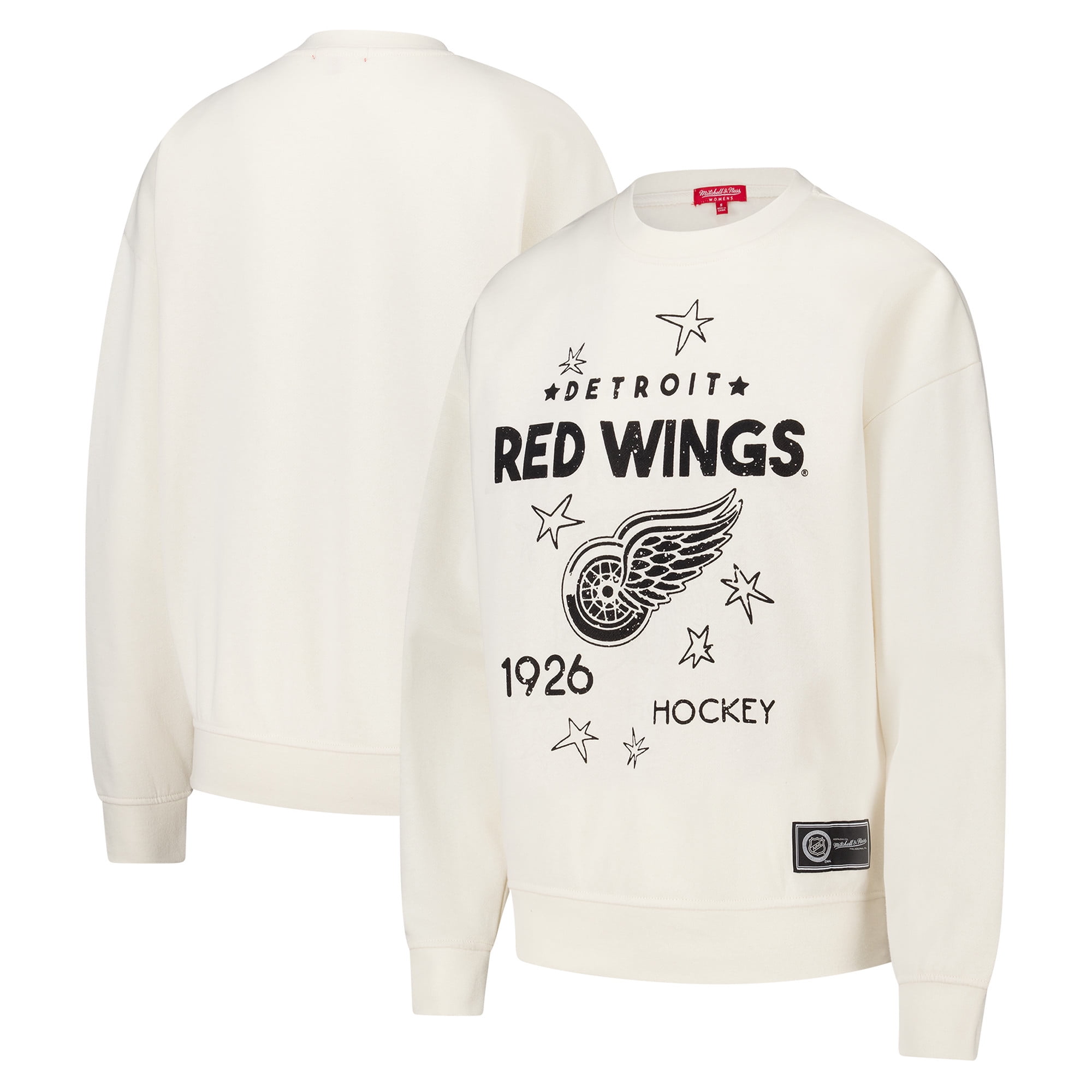 Women's Mitchell & Ness Cream Detroit Red Wings Logo 3.0 Pullover Sweatshirt