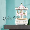 thumbnail image 3 of 1 pieza (blanca) quiere caja de música con diseño de carrusel - Easy Twist, - Decoración clásica de 4 caballos, Melodía de la piel de Beethoven. Duerme con música y luces o decora tu pastel ER, 3 of 5