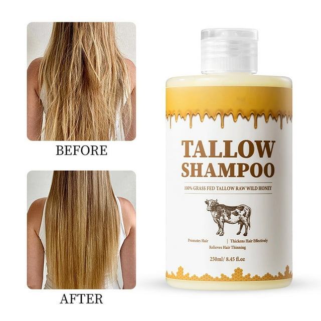 Champú de sebo de res Champú de bezoar de animales alimentados con pasto Nutre y repara el cabello encrespado 250 ml a Shampoo