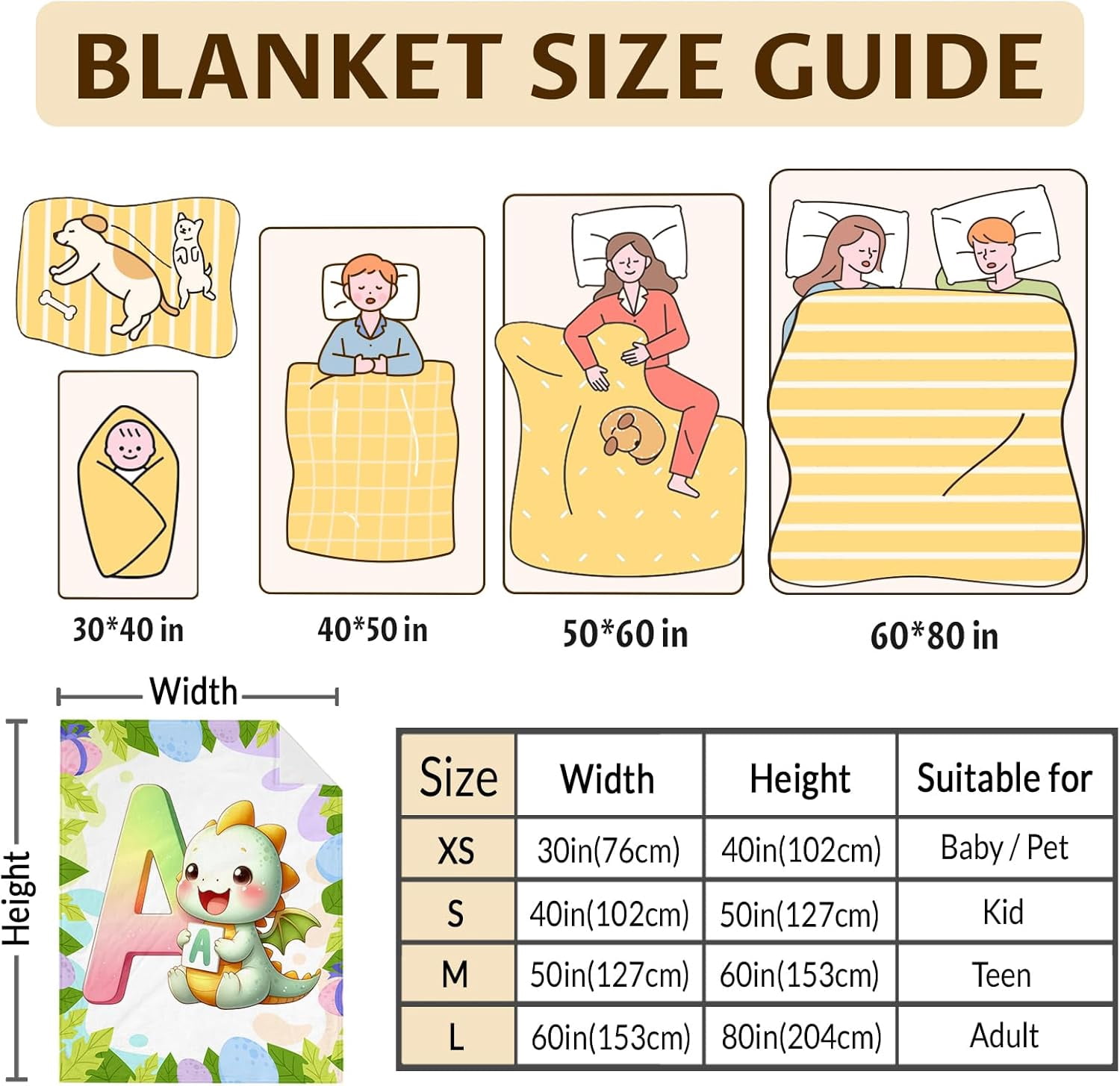 Dragon Blanket for Kids, Custom Monogram Blanket, 50 x 40 Inches Flannel Throw for Boys Teen, for Dragon Lovers, Green Ultra Soft Cozy Throw Blanket for Bed Couch Sofa Living Room Camping