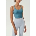 thumbnail image 2 of Saronite Basic Cross Back Sports Bra Tank Crop Top, Blue (Women's), 2 of 5