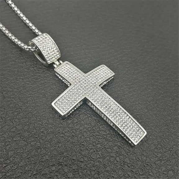 Lovelords Hip Hop Iced Out Bling Big Jesus Cross Pendant Necklaces Religious 14K Yellow Gold Chains For Man Hiphop Jewelry