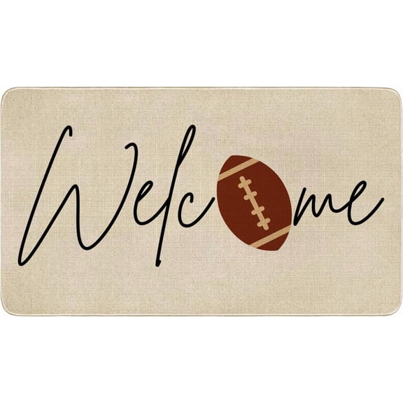 Fall Door Mat Outside,Football Welcome Mat for Front Door,Thanksgiving Autumn Indoor Outdoor Non-Slip Rugs,Fall Doormat for Farmhouse Home Porch Decorations 30" x 17"