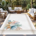 thumbnail image 2 of Coastal Starfish Outdoor Rug for Patio/Deck/Porch, Non-Slip Large Area Rug 5 x 8 Ft, Nautical Shells Coral Eucalyptus Stripes Indoor Outdoor Rugs Washable Area Rugs, Camping Rug Carpet Runner, 2 of 8