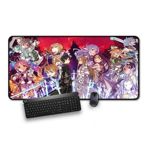Sword Art Online Anime Gaming Mousepad, Large Extended Desk Mat with Character Design