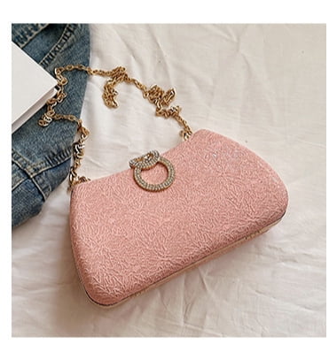 Women's Fashion Evening Bag Rhinestone Decrated Clutch Handbag with Chain