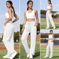 thumbnail image 4 of XuJwPNcy Women Baggy Sweatpants Fall Wide Leg Drawstring Workout Pants Classic Regular Fit Trousers with Pockets(White,X-Large), 4 of 6