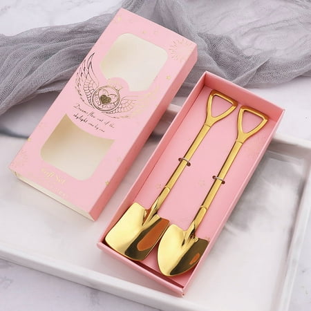 

Stainless Steel Ice Cream Shovel Spoons Set 2 PCS Flatware for Dessert Fruit Chocolate Cake Teaspoons