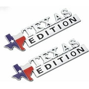 2 pcs Chrome Texas Edition Star Sate Flag Emblem Fender Side Door Sticker Fits for Car Truck