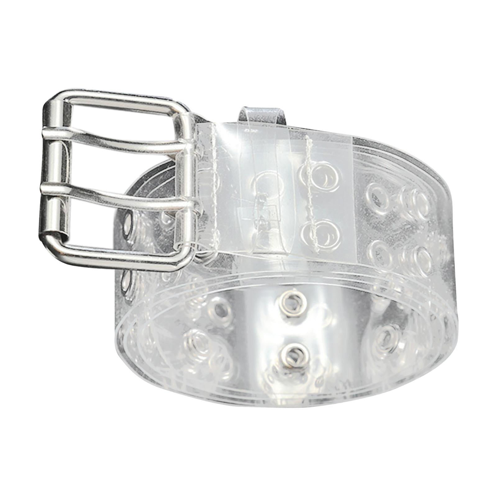 yuksok Double Grommet Belt 2 Hole Belt PVC Womens Waist Belt for