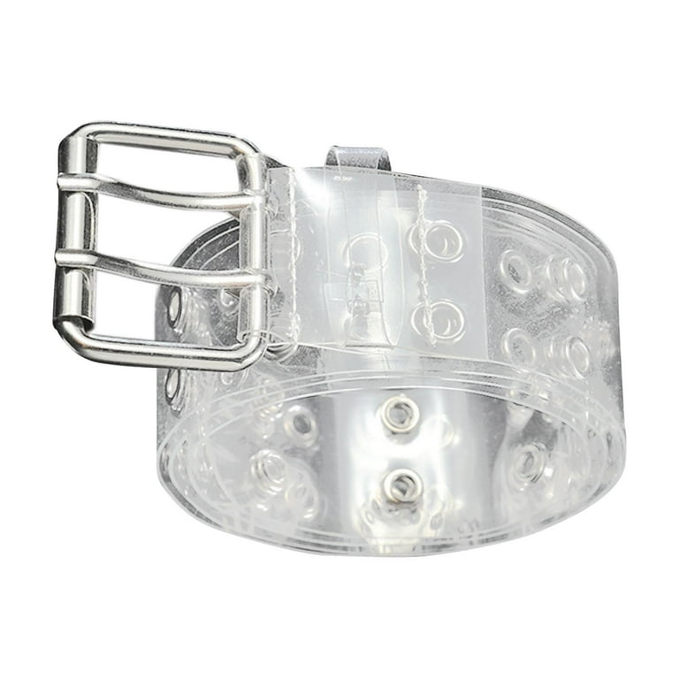 yuksok Double Grommet Belt 2 Hole Belt PVC Womens Waist Belt for