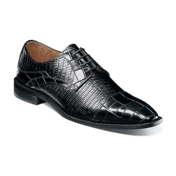 Stacy Adams Tedesco Cap Toe Oxford Lizard Leather Dress Shoes Black 25630-001