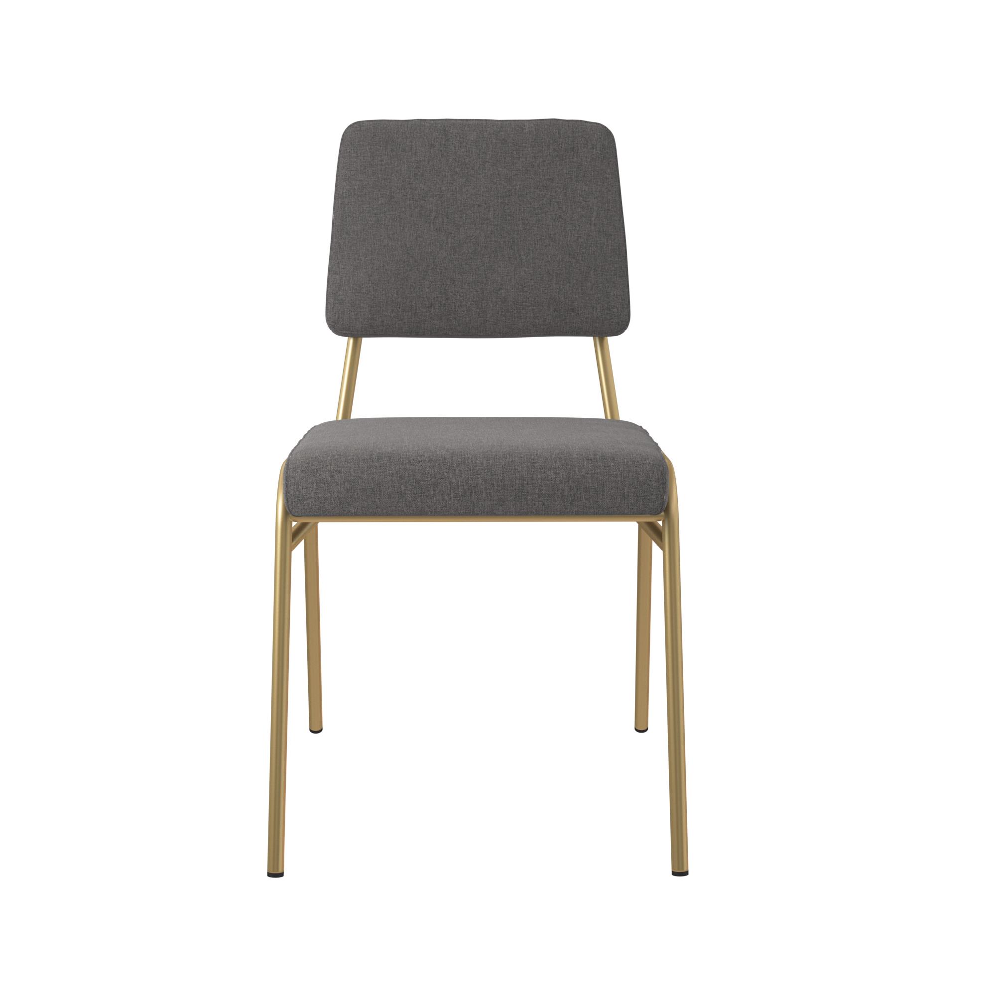 Novogratz Lex Upholstered Dining Chair, Gold Frame & Light Grey Linen Upholstery - image 6 of 14