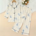 thumbnail image 2 of Wenfanal Boys Pjs Long Sleeve Boys Pajamas Toddler Girls Kids Pajamas Pjs Childrens Comfortable Breathable Long Sleeved Home Clothes Cute Pattern Pajama Set Size 3-4 Years,Blue, 2 of 4