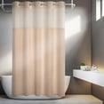 thumbnail image 4 of Estbridge [Rideau en Polyester 71*74 Po] Polyester 71*74 Po Ensemble de Rideau de Douche pour Salle de Bain d'Hôtel / Multiples Couleurs, Tissage Gaufré Sans Crochets, Doublure à Boutons-Pression, Dessus en Maille pour Fenêtre, 230 G/m2, Lavable, Gomme, 4 of 7