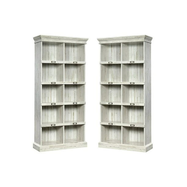 Home Square Tall 10 Cubby Barrister, Sauder Edge Water Library Wall Bookcase In Antiqued Paints