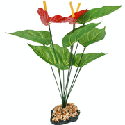 Komodo Anthurium, Artificial Plant, Green and Red, Aquarium Decor