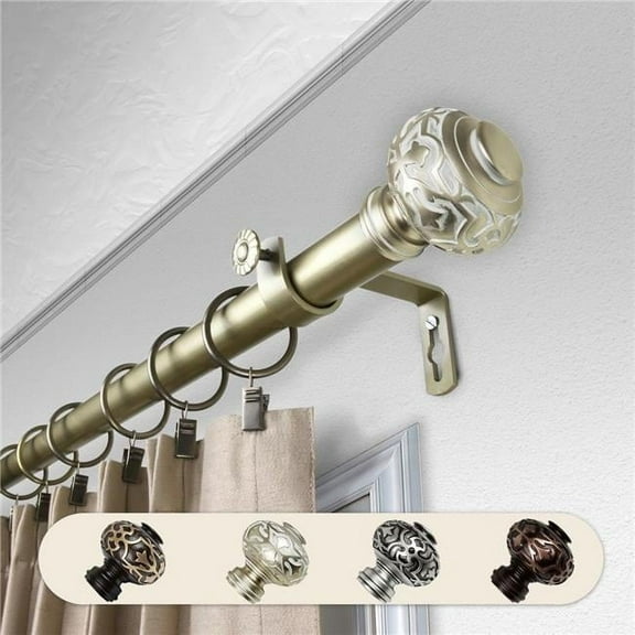 1 in. Dia. Amber Curtain Rod, Light Gold - 48-84 in.