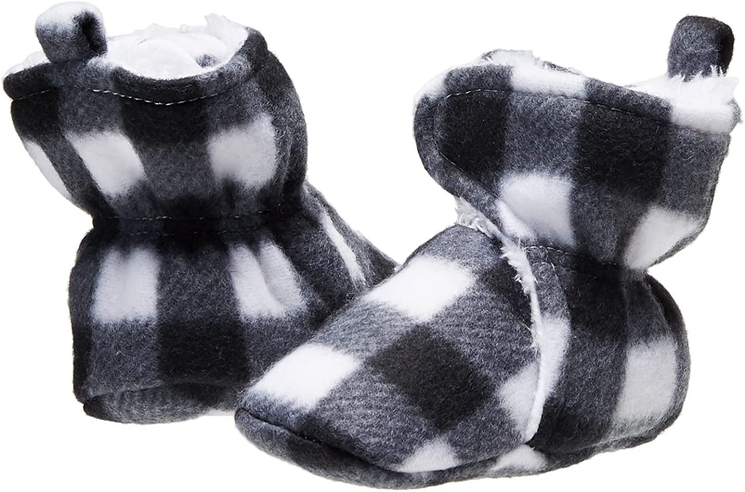 Hudson Baby Baby and Toddler Cozy Fleece and Faux Shearling Booties, Black White Plaid, 18-24 Months