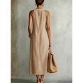 thumbnail image 2 of Womens Khaki Casual Summer Maxi Dress Halter Sleeveless Long Vacation Dress, 2 of 6