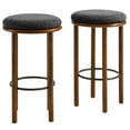 thumbnail image 2 of Modway Fable Boucle Fabric Bar Stools - Set of 2 in Walnut Charcoal, 2 of 8